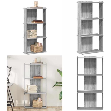 Libreria 3 Ripiani Grigio Sonoma 60x30x120cm Legno Multistrato - Libreria a 3 ripiani - Libreria per libri