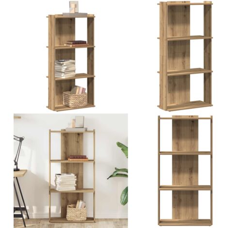 Librería 3niveles madera ingeniería roble artesanal 60x30x120cm - Estantería de madera - Estantería de libros