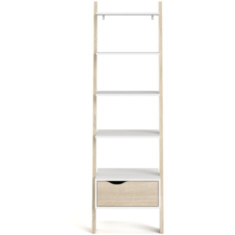 Libreria 4 ripiani, 1 cassetto bianco e rovere decorativo H180,4 cm - BILLUND