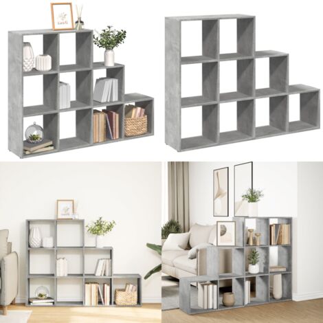 Libreria 4 Ripiani Grigio Cemento 137,5x29x103,5 cm Truciolato - Scaffale porta oggetti - Scomparti cubici