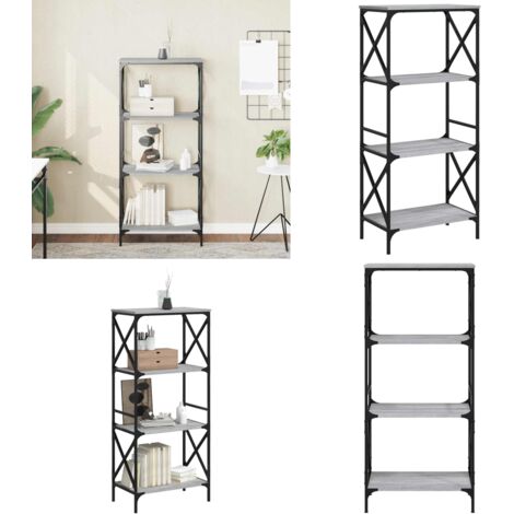 Libreria 4 Ripiani Grigio Sonoma 59x35x132cm Legno Multistrato - Libreria grigia - Libreria con 4 ripiani