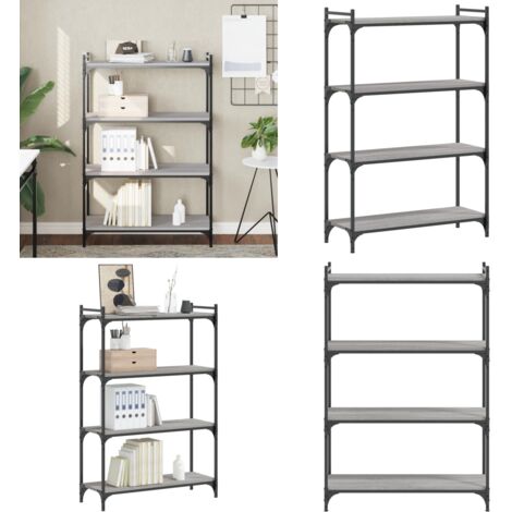 Libreria 4 Ripiani Grigio Sonoma 80x30x120cm Legno Multistrato - Libreria grigia - Libreria con 4 ripiani