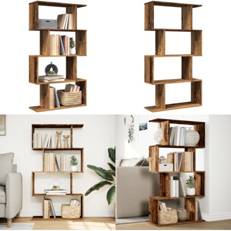 Libreria 4 Ripiani Legno Vecchio 70x24x129 cm in Truciolato - Libreria con ripiani - Libreria divisoria