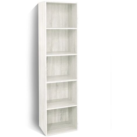 libreria 4 ripiani "ready 2" rovere bianco 40x29x172 cm