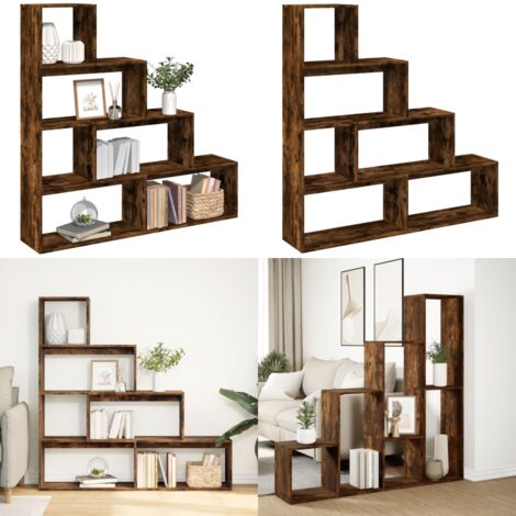Libreria 4 Ripiani Rovere Fumo 143,5x29x143,5 cm in Truciolato - Scaffale con scomparti - Libreria in truciolato