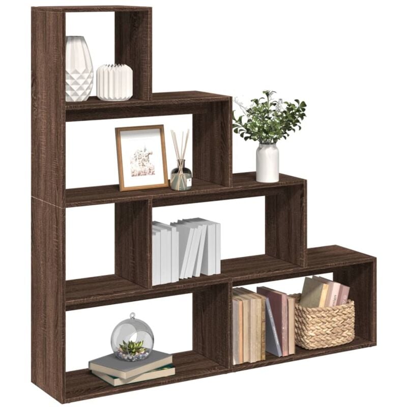 Libreria 4 Ripiani Rovere Marrone 143,5x29x143,5 cm Truciolato - Vidaxl