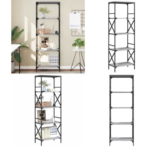 Librería 5 estantes madera ingeniería gris Sonoma 59x35x171 cm - Estantería gris - Estantería de madera