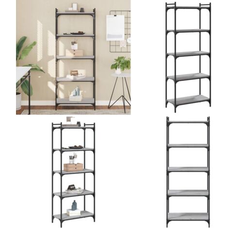 Librería 5 estantes madera ingeniería gris Sonoma 60x30x154 cm - Estantería gris - Estantería de madera