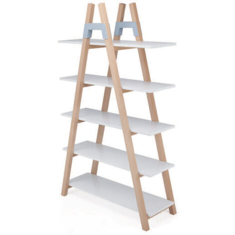 Libreria 5 Ripiani 100x40x170 cm in MDF e Legno Bianco/Faggio