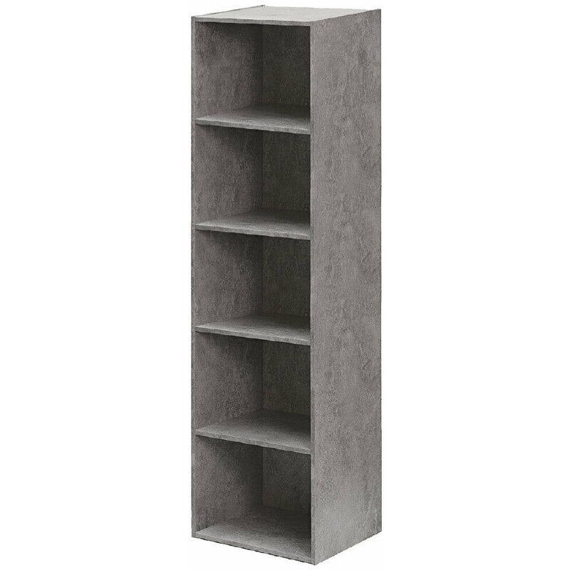 Giordanoshop - Libreria 5 ripiani 40x29x172 cm in Legno Cemento