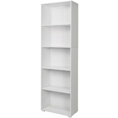 Libreria 5 Ripiani 60x30x195 cm in MDF Bianco