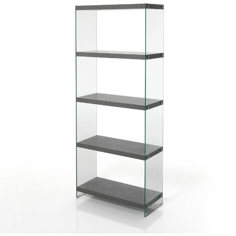 Libreria 5 ripiani effetto legno finitura cemento cm.H.170xL.70xP.29,5