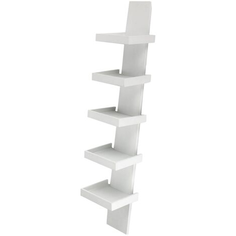 Libreria 5 ripiani effetto legno laccata bianca  cm. H.155xL.31xP.35