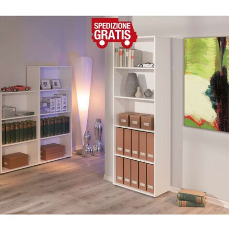 libreria 5 ripiani laminato bianco, 60x180x30 cm