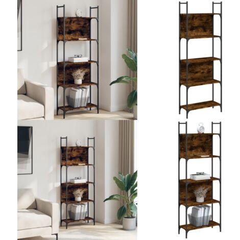 Libreria 5Ripiani Rovere Fumo 60,5x24x166,5cm Legno Multistrato - Scaffale per libri - Libreria con ripiani