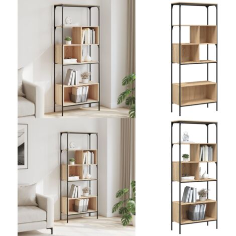Libreria 5Ripiani Rovere Sonoma 76x33x188,5cm Legno Multistrato - Libreria con 5 ripiani - Libreria in legno