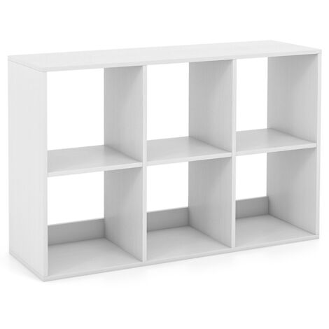 Libreria 6 cubi aperta stile rustico kit antiribaltamento mobile 2 livelli espositivo Bianco