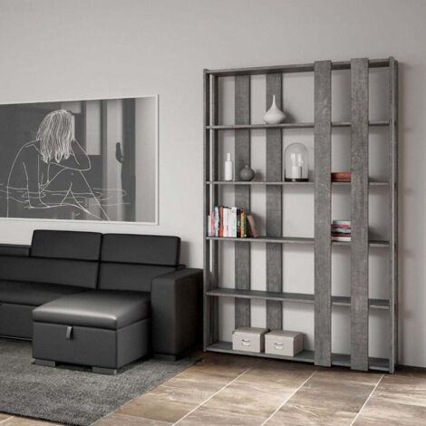 Librería 6 estantes de pared diseño gris moderno Kato E Small Concrete