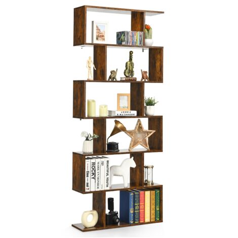 Libreria 6 livelli forma S dispositivo antiribaltamento scaffale legno casa ufficio Caffè