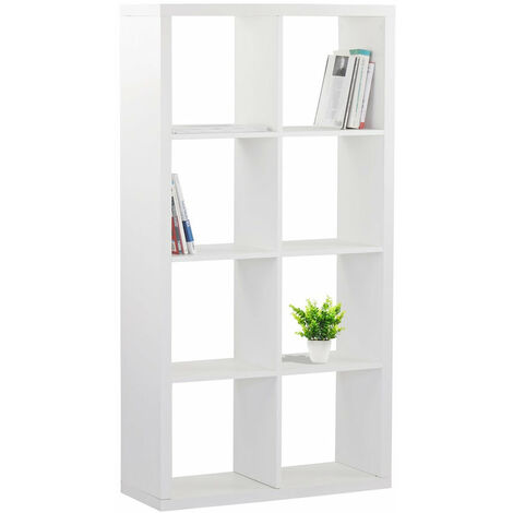 EASYCOMFORT Pensile Libreria da Parete Sospesa 8 Vani in 3 Diverse  Dimensioni, Bianco 85x14.5x47.5cm