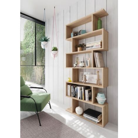 Librería 80x25x192 roble canadiense con seis estantes - Minore