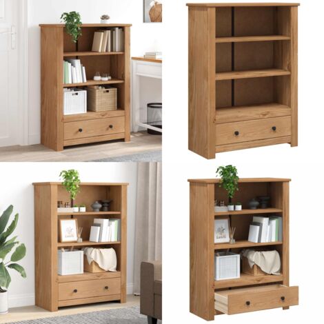 Libreria  80x35x110 cm in Pino Massello Panama Range - Libreria rustica - Libreria con cassetto