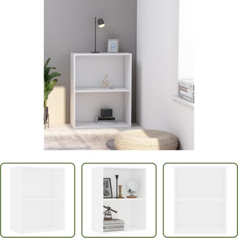 Libreria a 2 livelli -  Libreria Bianca 60x30x76,5 cm in Legno Multistrato