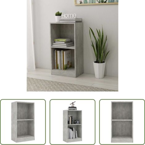 Libreria a 2 livelli -  Libreria Grigio Cemento 40x24x75 cm in Legno Multistrato