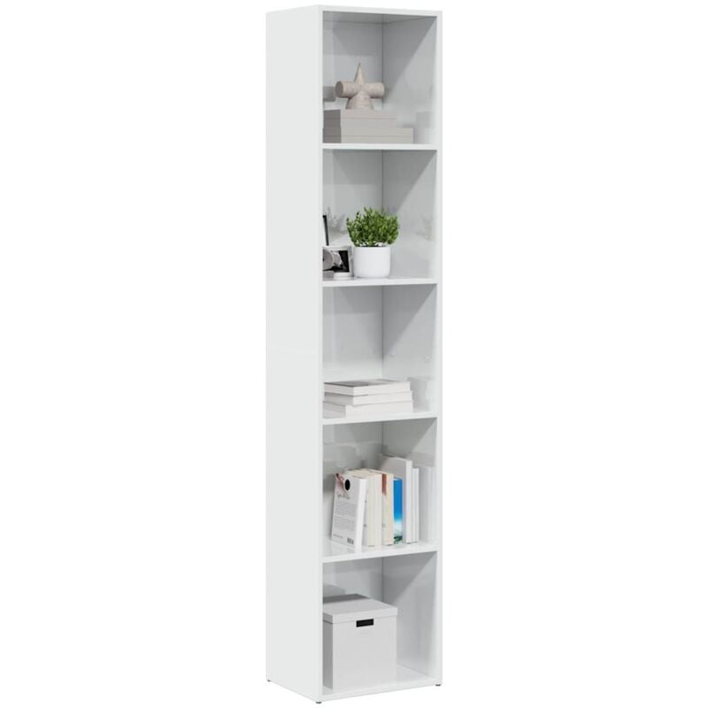 Libreria Bianco Lucido 40x30x189 cm in Legno Multistrato - Vidaxl