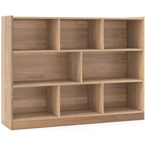 Libreria a 3 livelli in legno, Mobiletto espositore moderno a 8 cubi da salotto camera da letto studio Naturale