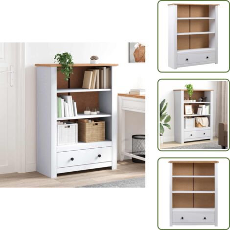 Libreria a 3 livelli - vidaXL Libreria Bianca 80x35x110 cm in Pino Massello Panama Range - Libreria in legno massello