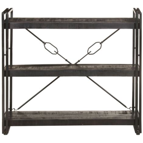 Libreria a 3 Ripiani 90x30x80cm Nero in Legno Massello di Mango vidaXL