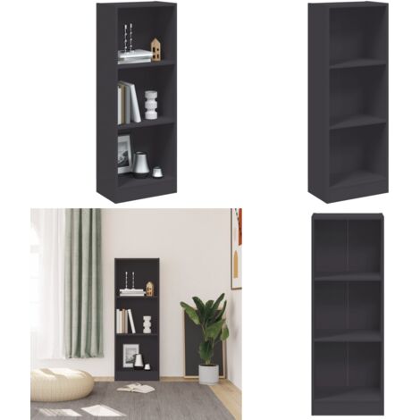 Libreria a 3 Ripiani Grigia 40x24x109 cm in Legno Multistrato - Libreria grigia - Libreria moderna