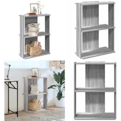 Libreria a 3 Ripiani Grigio Sonoma 60x30x80cm Legno Multistrato - Libreria in truciolato - Libreria grigio sonoma