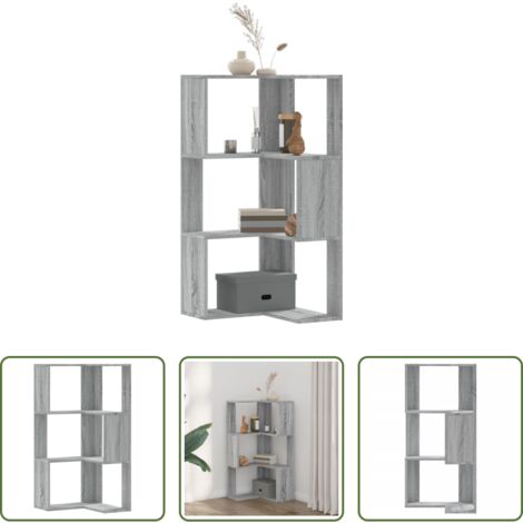 Libreria a 3 ripiani -  Libreria Angolare 3 Ripiani Grigio Sonoma 50x50x102 cm Legno
