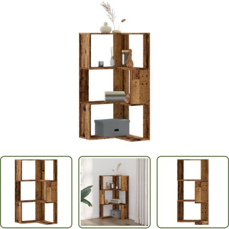 Libreria a 3 ripiani -  Libreria Angolare 3 Ripiani Legno Vecchio 50x50x102 cm Legno