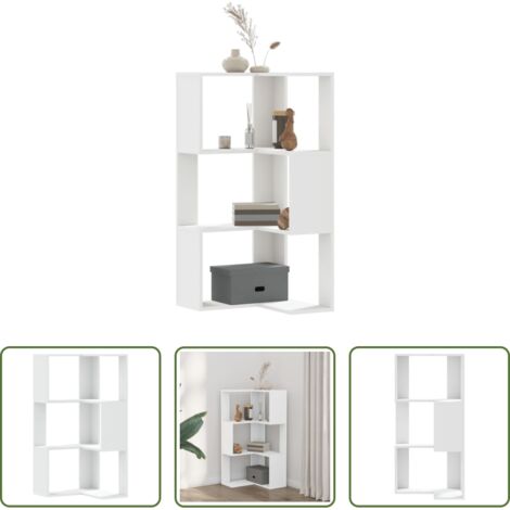 Libreria a 3 ripiani -  Libreria Angolare 3Ripiani Bianca 50x50x102cm Legno Multistrato