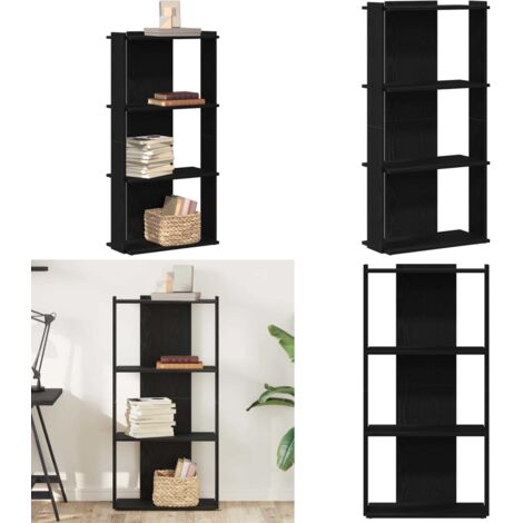 Libreria a 3 Ripiani Nera 60x30x120 cm in Legno Multistrato - Libreria in legno - Libreria nera