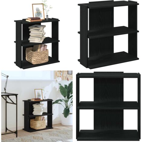 Libreria a 3 Ripiani Nera 60x30x60 cm in Legno Multistrato - Libreria in legno - Libreria nera