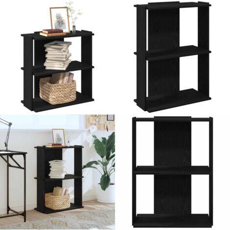 Libreria a 3 Ripiani Nera 60x30x80 cm in Legno Multistrato - Libreria in legno - Libreria nera