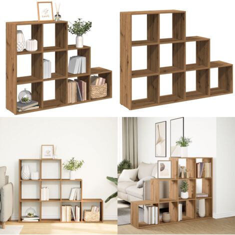 Libreria a 3 Ripiani Rovere 137,5x29x103,5 cm in Truciolato - Scaffale con scomparti cubici - Libreria divisoria