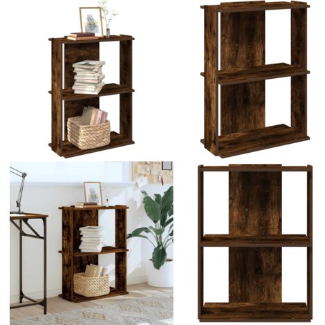 Libreria a 3 Ripiani Rovere Fumo 60x30x80 cm Legno Multistrato - Libreria in truciolato - Libreria in legno multistrato