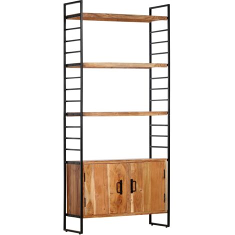 Libreria a 4 Livelli 80x30x180 cm in Legno Massello di Acacia