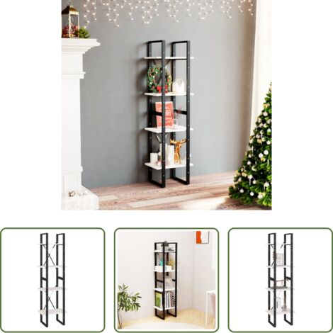Libreria a 4 ripiani -  Libreria a 4 Ripiani Bianca 40x30x140 cm in Massello di Pino