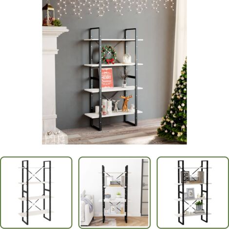 Libreria a 4 ripiani -  Libreria a 4 Ripiani Bianca 80x30x140 cm in Massello di Pino