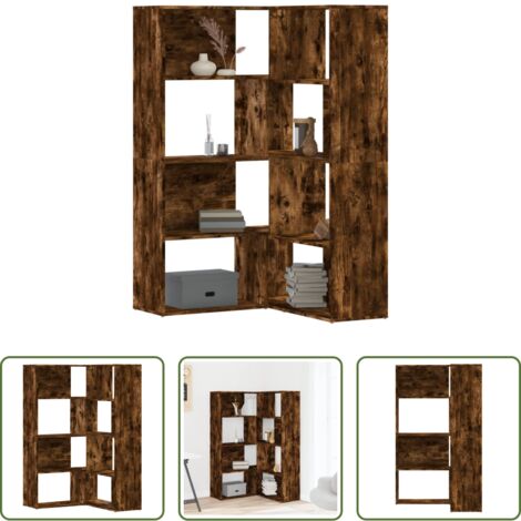 Libreria a 4 ripiani -  Libreria Angolare 4 Ripiani Rovere Fumo 85x85x140 cm Truciolare