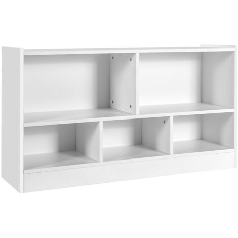 Libreria a 5 cubi per bambini e organizer giocattoli, Scaffale di legno con 5 scompartimenti per stanza Bianco