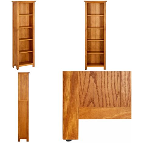 Libreria a 5 Ripiani 45x22x140 cm in Legno Massello di Rovere - Libreria rustica - Libreria in legno massello