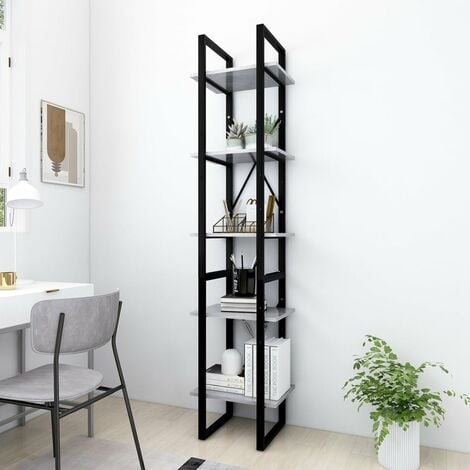 Libreria ad angolo 37x141h cm in legno bianco 5 ripiani - Kantiko