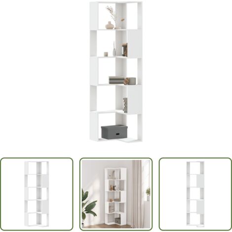Libreria a 5 ripiani -  Libreria Angolare 5Ripiani Bianca 50x50x179cm Legno Multistrato